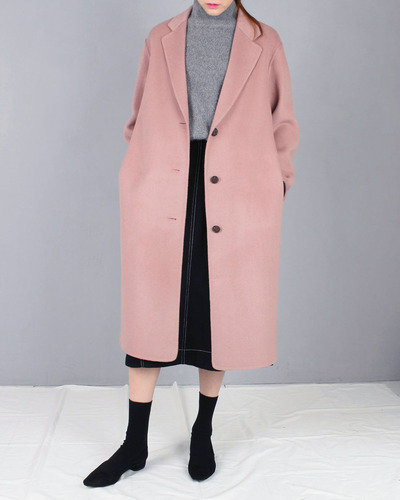 overfit handmade wool coat(2color)(오버핏 울 핸드메이드 코트/핑크코트)