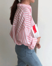 [핏예뻐요]stripe overfit shirts [스트라이프 오버핏 셔츠/핑크셔츠/루즈핏/빅사이즈/여자셔츠/봄셔츠/구김덜가는]